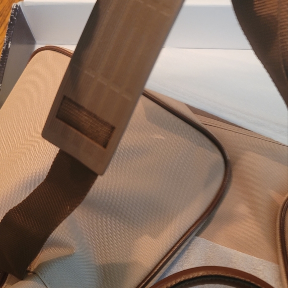 NWOT Ralph Lauren Khaki Tan Brown Logo Fabric Duffle Travel Luggage Bag - Picture 16 of 17